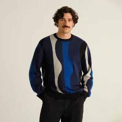 Dedicated DEDICATED Herren Strickpullover Mora Wavy Stripe