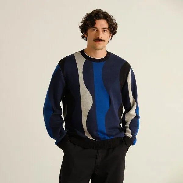 Dedicated DEDICATED Herren Strickpullover Mora Wavy Stripe