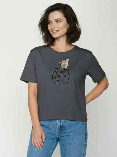 GreenBomb GREENBOMB Bike Cat Basket 2 Nova - Kastiges T-Shirt aus Bio-Baumwolle / hochwertiger Print / GOTS / Fair & Vegan