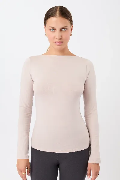 mandala MANDALA Damen vegan Top Basic Longsleeve Sheer Pink