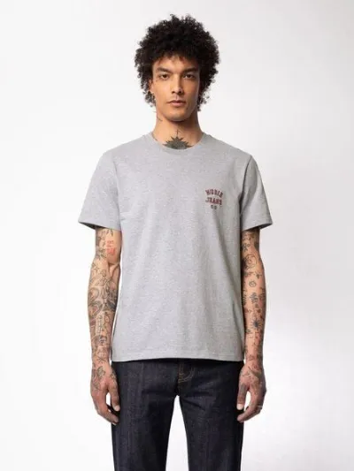 Nudie Jeans Nudie Jeans Herren T-Shirt Roy Logo - Grey Melange