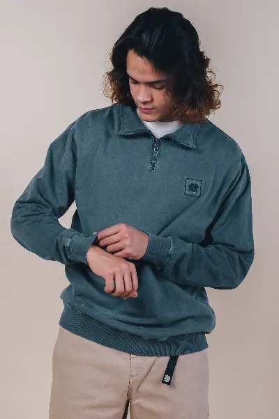 Trendsplant Trendsplant Herren vegan Zip Pullover Sauce Ulme Grün