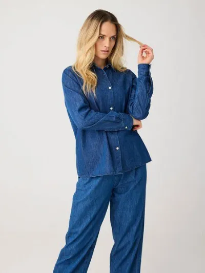 KnowledgeCotton Apparel KnowledgeCotton Apparel Weiche Denim Bluse aus Bio-Baumwolle