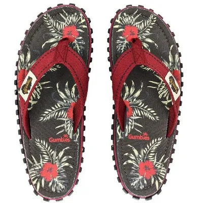 Gumbies GUMBIES Grey Hibiscus - Nachhaltige Zehensandalen für Damen und Herren