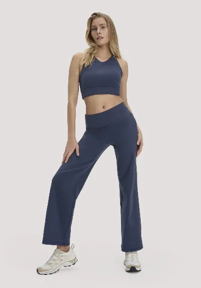 hessnatur hessnatur Loungewear Hose Wide Leg ACTIVE COMFORT aus Bio-Baumwolle - blau