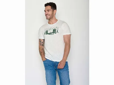 GreenBomb GREENBOMB Bio-Herren-T-Shirt Bike Mountain Pines mit Rundhalsausschnitt, moonstone,Gr.XL