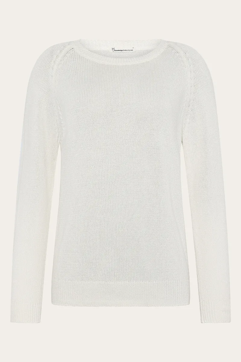 KnowledgeCotton Apparel KnowledgeCotton Apparel Damen vegan Pullover Damen Rundhalsausschnitt Egret