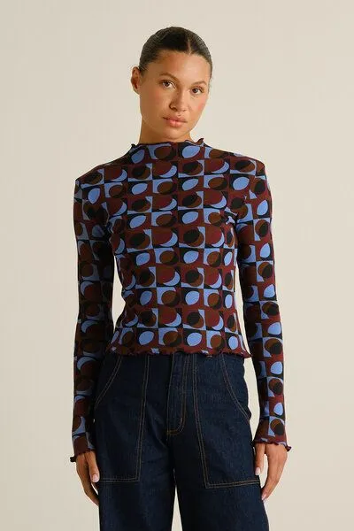Dedicated DEDICATED Langarmshirt Ryd Rib Retro Geo aus Biobaumwolle