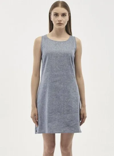ORGANICATION ORGANICATION Kleid aus Leinen-Mix in Denim Optik