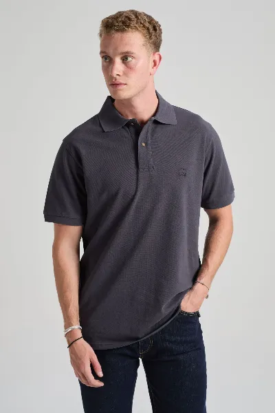 Trendsplant Trendsplant Herren vegan Polo Essential Bitumen Grey
