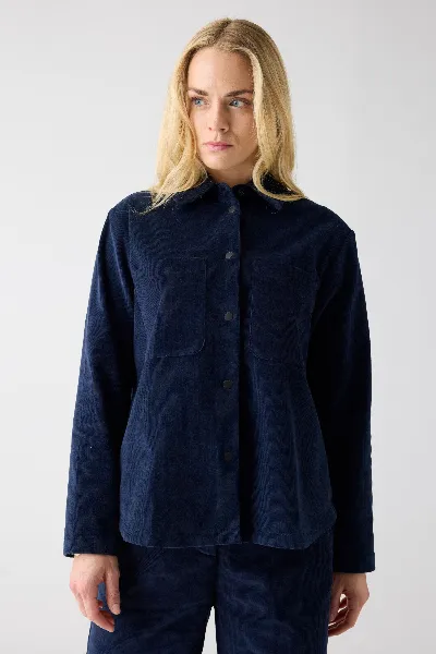 KnowledgeCotton Apparel KnowledgeCotton Apparel Damen vegan Overshirt Cord Nachthimmel