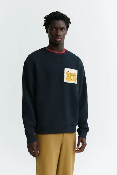 thinking mu Thinking MU Herren vegan Sweatshirt Straw Camp Leon Navy