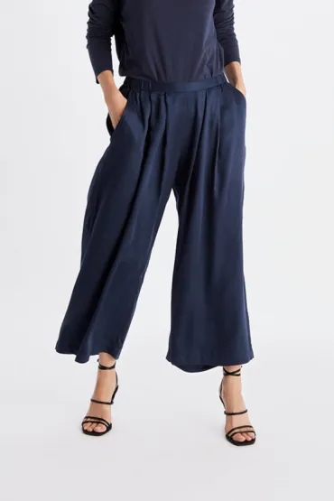 Neu Nomads Neu Nomads Damen vegan Hose Cropped Palazzo Mitternachtsblau
