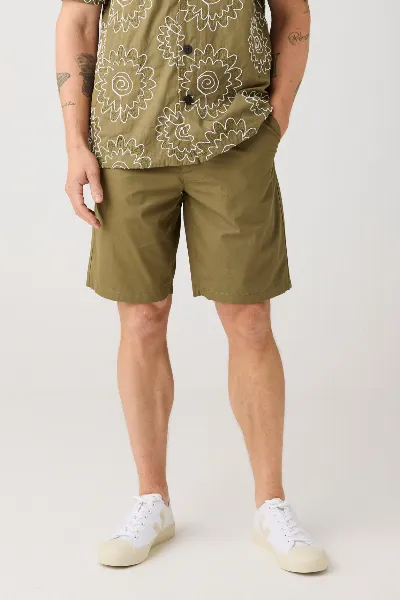 KnowledgeCotton Apparel KnowledgeCotton Apparel Herren vegan Shorts Fig Comfort Popeline Gebrannte Olive