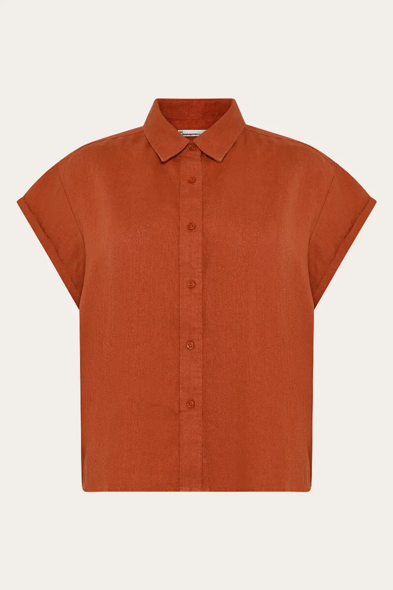 KnowledgeCotton Apparel KnowledgeCotton Apparel Damen vegan Hemd Aster Fold Up Burnt Brick