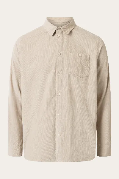 KnowledgeCotton Apparel KnowledgeCotton Apparel Herren vegan Hemd Regular Corduroy Light Feather Gray