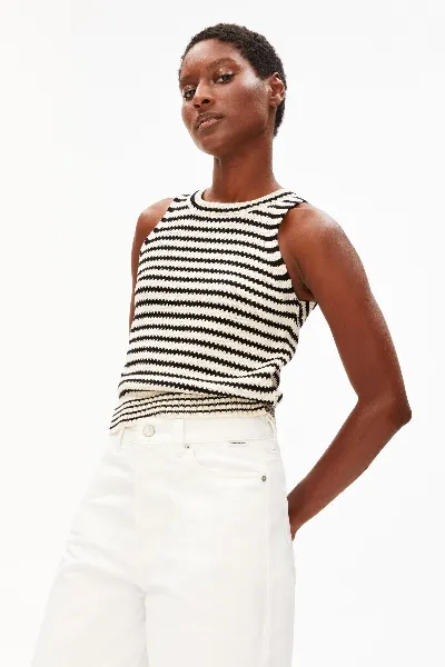 ARMEDANGELS Stricktop Stripe Schwarz