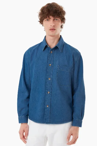 ORGANICATION ORGANICATION Herren vegan Hemd Medium Blau