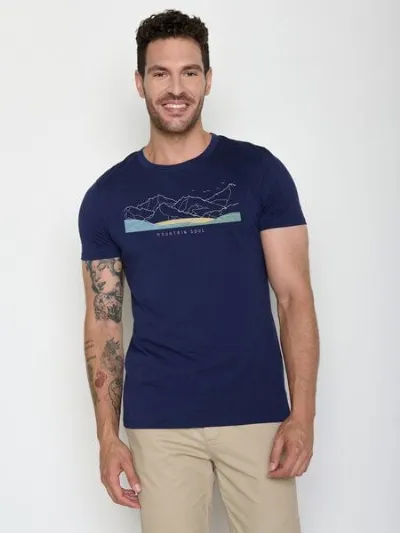 GreenBomb GREENBOMB Mountain Soul Guide - Sportliches T-Shirt aus Bio-Baumwolle / hochwertiger Print / GOTS / Fair & Vegan