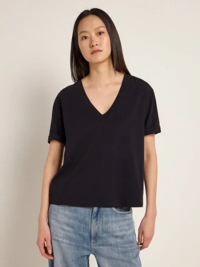 LANIUS LANIUS Shirt mit V-Ausschnitt (GOTS) aus Bio-Baumwolle