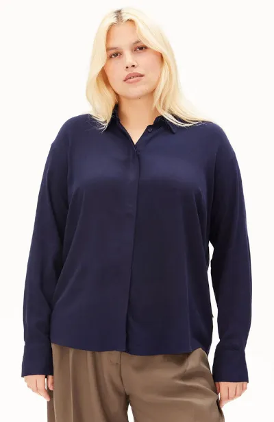 ARMEDANGELS ARMEDANGELS Damen vegan Langarmbluse Larisaana Marineblau Getönt