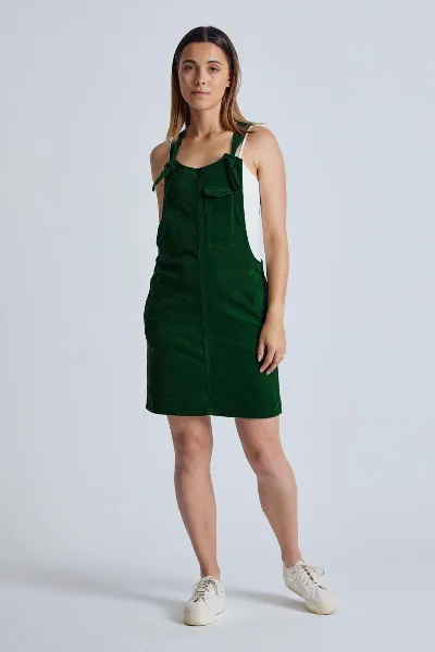 Flax and Loom Flax and Loom Damen vegan Kleid Corduroy Peggy Winter Grün