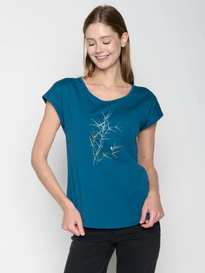 GreenBomb GREENBOMB Nature Bird Reed Cool - Sportliches T-Shirt aus Bio-Baumwolle / hochwertiger Print / GOTS / Fair & Vegan