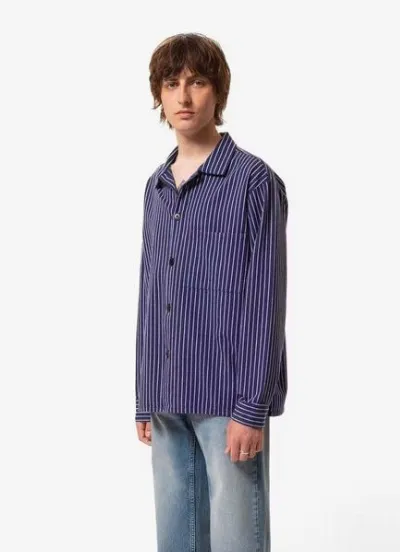 Nudie Jeans Nudie Jeans Berra Striped Worker Shirt - Blue