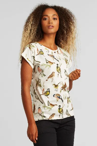 dedicated T-Shirt Visby Autumn Birds Off White