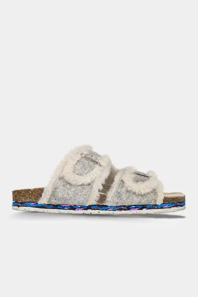 Nuoceans Nuoceans Damen vegan Sandalen Fluff Grau/ WeiÃŸ