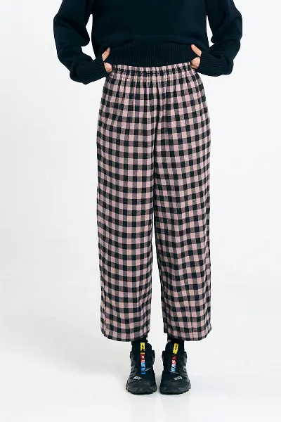 SUITE13LAB SUITE13LAB Damen vegan Hose Avis Kariert Schwarz Ecru