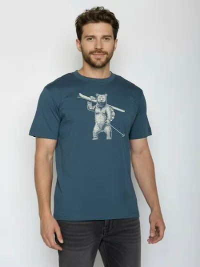 GreenBomb GREENBOMB Ski Bear Fusion - Lässiges Oversize-T-Shirt aus Bio-Baumwolle / hochwertiger Print / GOTS / Fair & Vegan