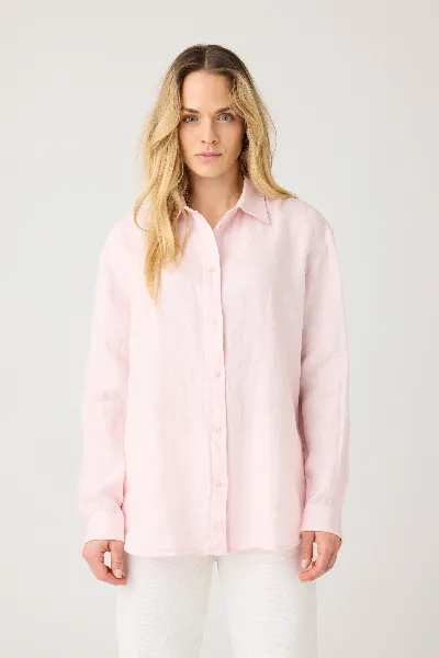 KnowledgeCotton Apparel KnowledgeCotton Apparel Damen vegan Hemd Lose Leinen Blassflieder