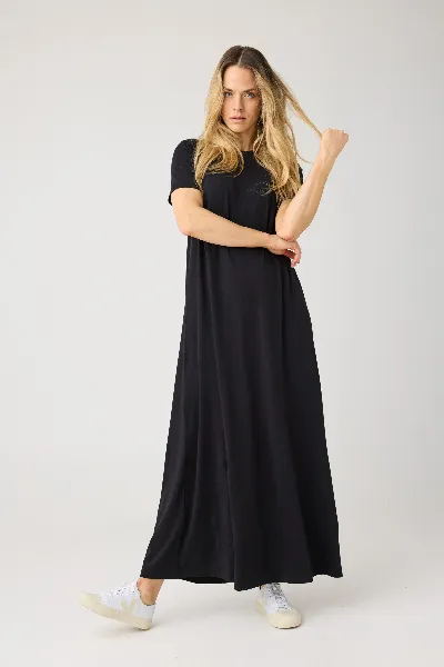 KnowledgeCotton Apparel KnowledgeCotton Apparel Damen vegan Maxikleid Jersey Black Jet