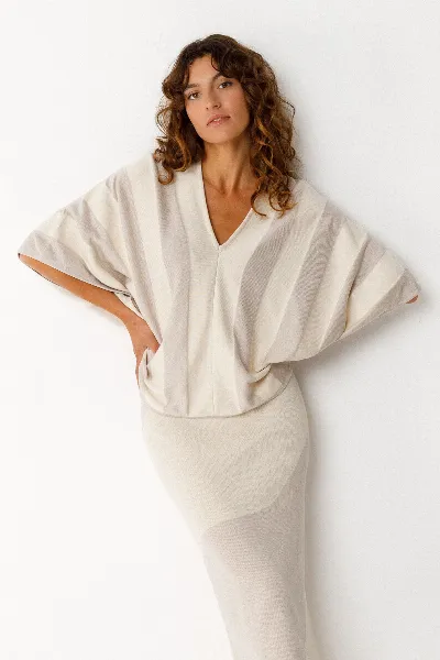 SKFK SKFK Damen vegan Bluse Hera Zweifarbig