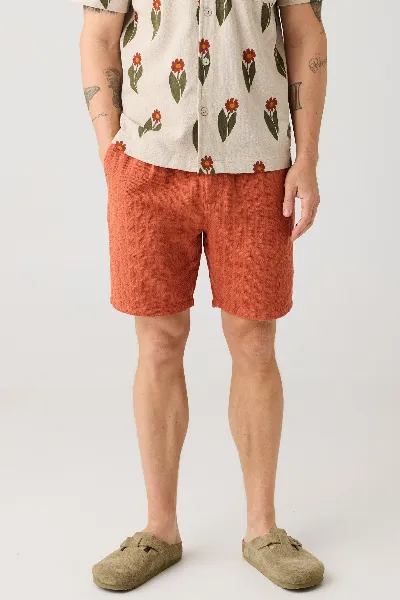 KnowledgeCotton Apparel KnowledgeCotton Apparel Herren vegan Shorts Fig Lose Struktur Gebrannter Ziegel