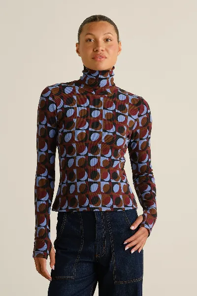 dedicated Longsleeve Rib Malma Retro Geo Braun