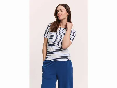 tranquillo tranquillo Damen-T-Shirt Lillyy aus Tencel-Baumwoll-Mix, stripes navy,