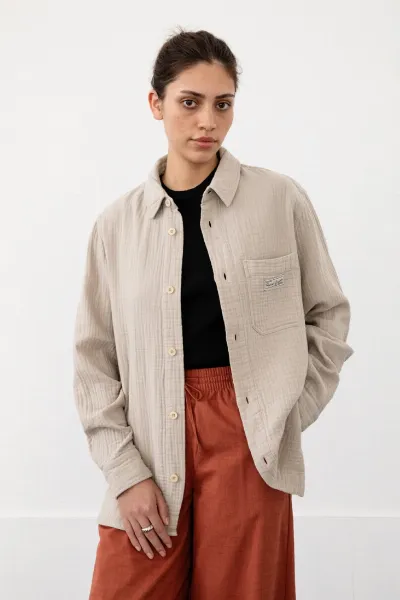 Rotholz Rotholz Damen vegan Hemd Musselin Sand