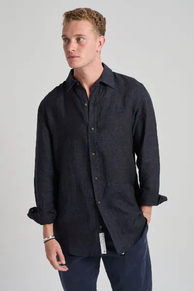 Trendsplant Trendsplant Herren vegan Hemd Recovo X Trendsplant Postiguet Tiefblau