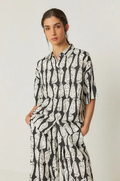 SKFK SKFK Damen vegan Shirt Eukene Schwarz/WeiÃŸ