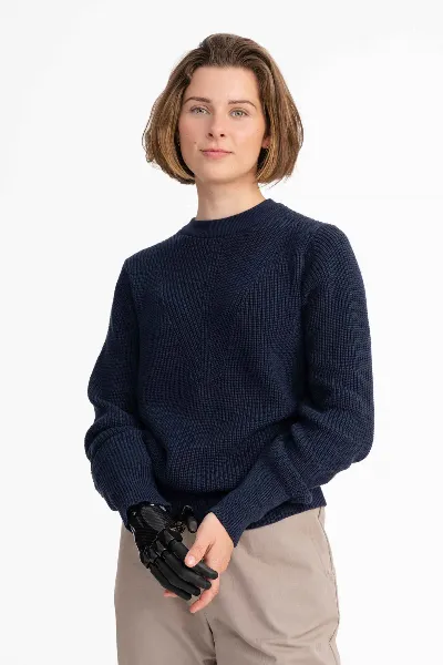 MELA MELA Damen vegan Strickpullover Gauri Navy
