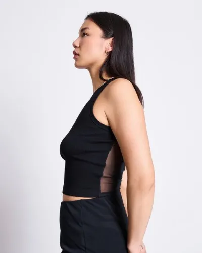 JAN N JUNE JAN N JUNE TRANSPARENT BACK TANK TOP HOLMEN BLACK