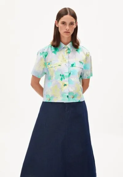ARMEDANGELS ARMEDANGELS ELIANAA AQUA FLORAL - Damen Bluse Relaxed Fit aus Bio-Baumwolle