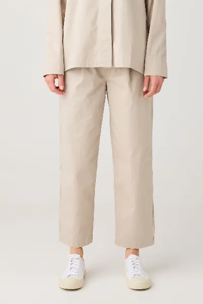 KnowledgeCotton Apparel KnowledgeCotton Apparel Damen vegan Hose Popeline Plissee Helles Federgrau