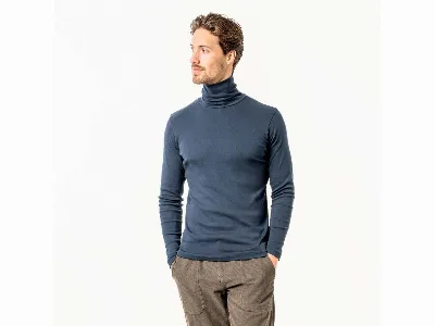 Living Crafts Living Crafts Bio-Herren-Rollkragenshirt 'HELGE', deep sea,