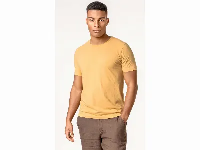 Living Crafts Living Crafts Bio-Herren-T-Shirt THERREL mit Rundhalsausschnitt, mango,