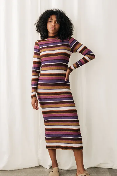 TWOTHIRDS TWOTHIRDS Damen vegan Kleid Barleycove Mehrfarbig Gestreift