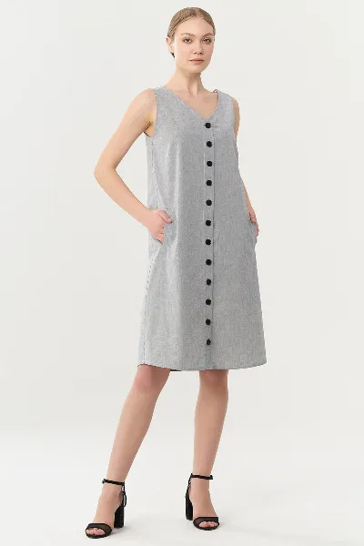 ORGANICATION ORGANICATION Damen vegan Kleiderknöpfe Grau