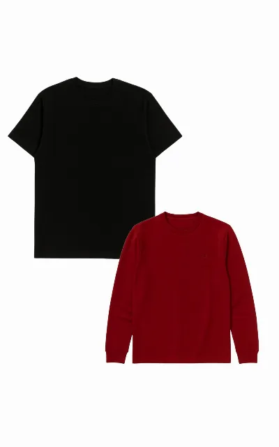 GORG GORG Herren vegan Set T-Shirt & Sweatshirt Schwarz/Bordeaux